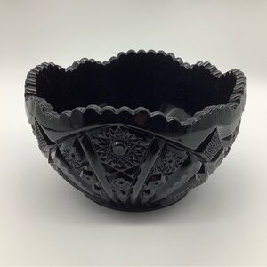 Vintage 70’s Tiara Indiana Glass Ebony Black Monarch Paneled Daisy Bowl